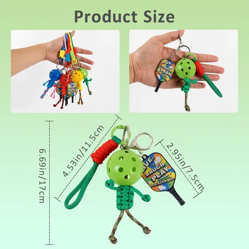 Miniatura 5 de 6 llaveros hechos a mano, regalos inspiradores para amantes del pickleball, mujeres y hombres, bonito diseño único en 6