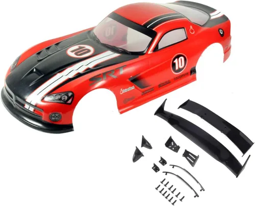 Escala 1/10 RC pintada precortada Drift Racing Touring Onroad Carrocería de coche Ancho 7.480 in con accesorios de espejo retrovisor (VP rojo)