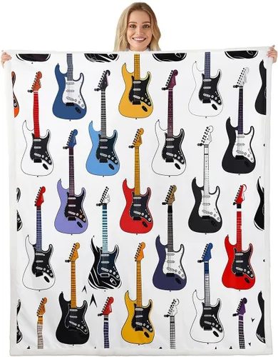 Miniatura 32 de Cowboy Boots Blanket Bohemia Musical Guitar Throw Blanket for Kids Western Rustic Cowgirl Super Soft Wrinkle Sherpa Blanket Music Notes Print 40x50