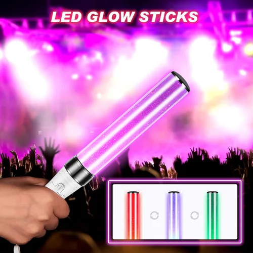 Miniatura 4 de Lewtemi 3 unidades K-pop Lightstick LED Glow Sticks 15 colores reutilizables J-pop Concierto Stick, modo manual y automático, palillos de brillo