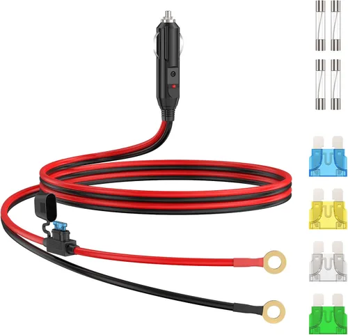 Miniatura 9 de 12AWG Cable de Cargador de Encendedor de Cigarrillos Resistente, Cable Adaptador de Encendedor de Cigarrillos Macho de 3.3FT con Luz LED y Caja