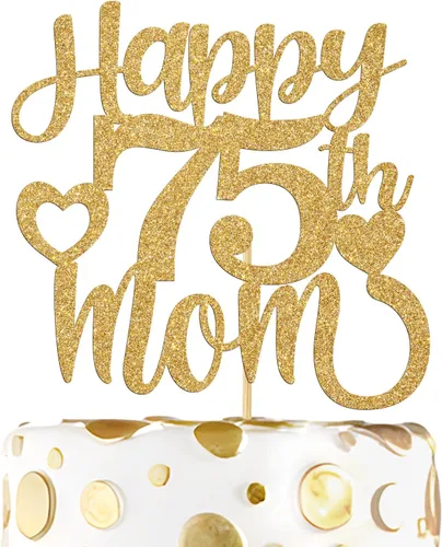 Miniatura 12 de Decoración para tartas con texto en inglés "Happy 50th Mom", feliz 50 cumpleaños para madre, saludos a 50 años, cumpleaños, aniversario, suministros