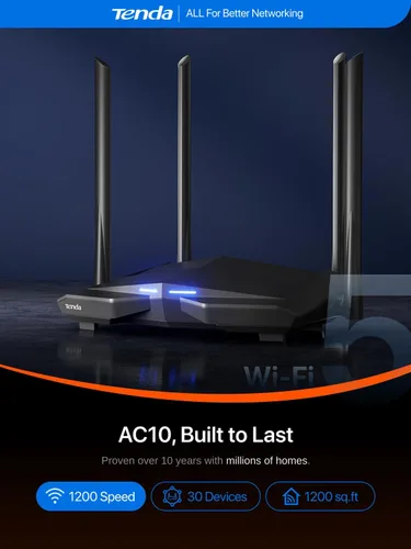 Miniatura 3 de Tenda Enrutador WiFi inalámbrico Gigabit de doble banda AC1200, 4 puertos Gigabit completos, velocidad de hasta 1.2 Gpbs, fácil configuración