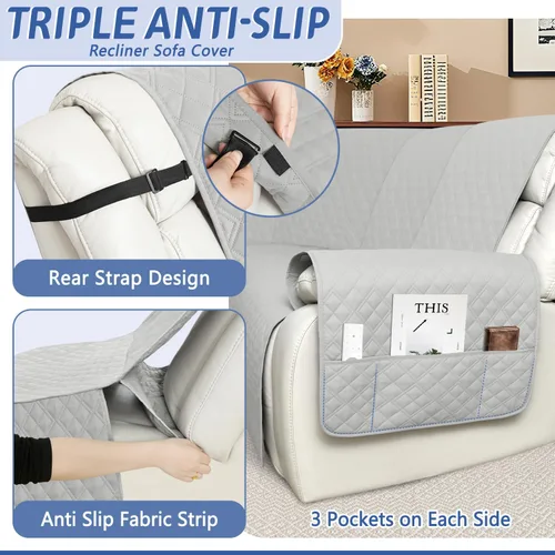 Miniatura 4 de Arfntevss Fundas de sofá seccional reclinable 100% impermeables en forma de L, funda de sofá para sofá seccional reclinable en forma de L, juego