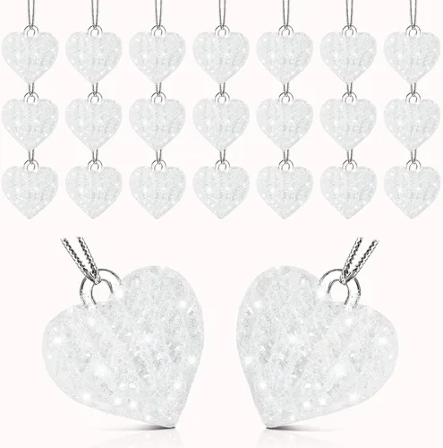 BBTO Juego de 21 adornos de cristal en forma de corazón para el día de San Valentín, adorno colgante hilado en forma de corazón de cristal, regalo