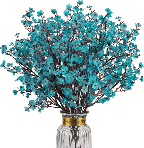 Miniatura 25 de 8 piezas flores artificiales de aliento de bebé, flores de seda amarillas de tacto real, flores falsas para jarrón, hogar, oficina, boda, Navidad