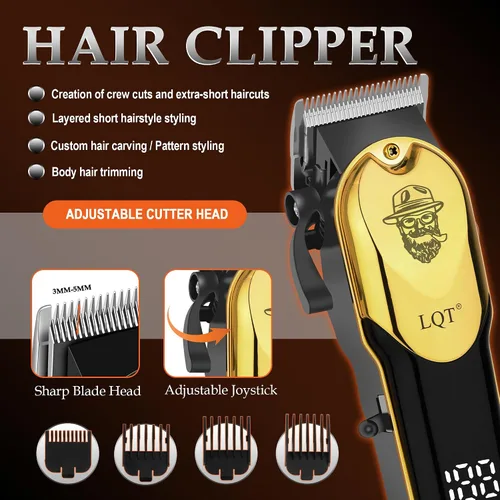 Miniatura 4 de Juego de cortapelos inalámbrico profesional y recortadora de barba de precisión para hombres, kit de aseo con afeitadora de aluminio, máquina