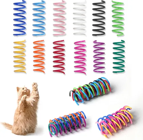 12 piezas 12 colores juguetes de resorte para gatos de interior, resortes helicoidales interactivos para juego independiente, resorte en espiral de