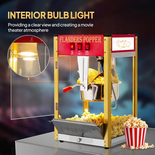 Miniatura 5 de Máquina de palomitas de maíz ROVSUN con hervidor de 8 onzas, hace hasta 32 tazas, máquina de palomitas de maíz comercial para encimera, con cuchara