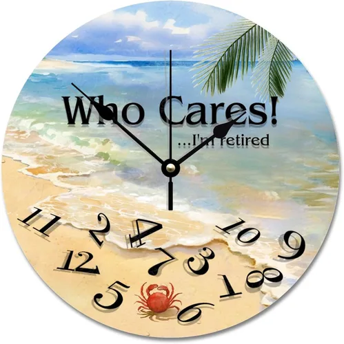 Miniatura 46 de ArogGeld Reloj de pared de 5 O'Clock Somewhere - Reloj redondo de madera para casa de playa, 10, silencioso, sin tictac, batería de cuarzo, granja