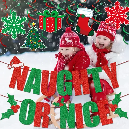 Miniatura 3 de Cartel de Naughty Or Nice - Decoraciones navideñas divertidas para decoración navideña