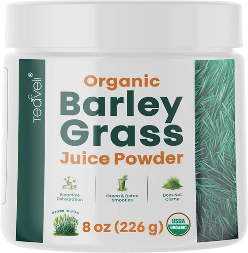 Teaveli Polvo de jugo de hierba de cebada orgánica, extracto de jugo de hierba de cebada cultivado en Utah para desintoxicación, complementa el jugo