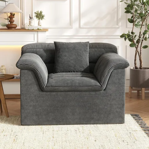 Miniatura 9 de Sofá Seccional Cloud de 51", Sofá Modular Moderno con Asiento Profundo, Cómodo Sofá Individual Comprimido, Sofás Tapizados de Pana para Sala de Beige