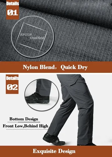 Miniatura 3 de MAGCOMSEN Pantalones de senderismo de trabajo para hombre con 9 bolsillos pantalones tácticos de secado rápido