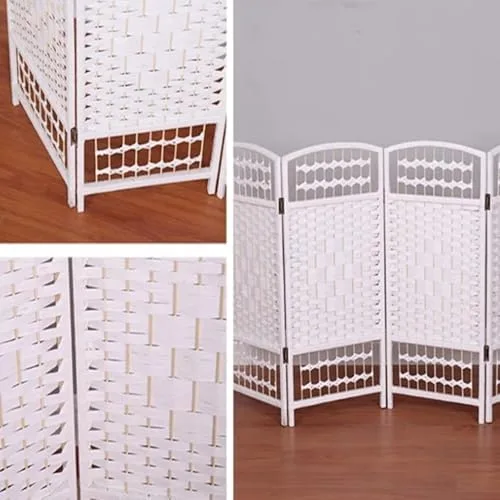 Miniatura 5 de Foldable Rattan Room Divider, Height Adjustable & Easy to Store, 4 Panels (100x40cm) - Perfect for Live Streaming Backgrounds, Privacy Screen, Home