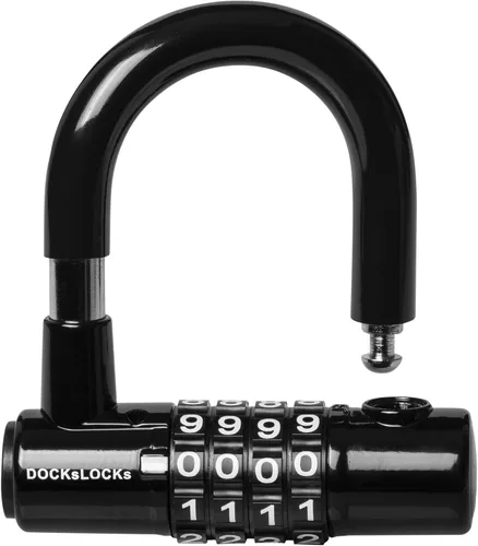 Miniatura 7 de DocksLocks Juego de candado de cable de seguridad (5' a 25') extremos en bucle, resistente a la intemperie, cerradura compacta sin llave en U