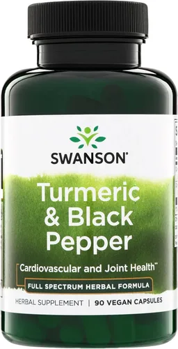 Swanson Suplemento antioxidante prémium de cúrcuma y pimienta negra para adultos activos que buscan apoyo para las articulaciones, la digestión y la