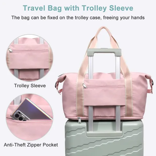 Miniatura 4 de DMLuna Bolsa de viaje de viaje, bolsa de gimnasio deportiva, bolsa de hombro para mujeres y hombres, bolsa de hospital, bolsa de lona expandible