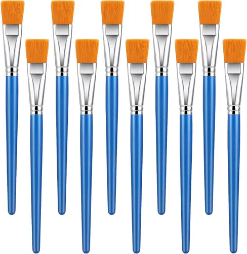 10 pinceles planos para pintura acrílica, pinceles de pintura artística de 1 pulgada, pincel de pintura artística para acuarela acrílica, pintura de