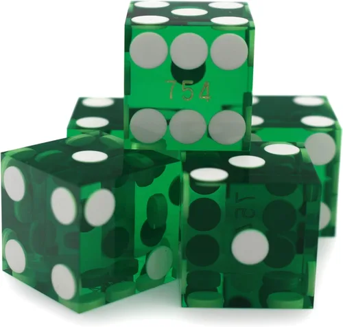 Miniatura 5 de Juegos de dados estilo casino - 0.748 in grado profesional AAA serializado seguridad con bordes de navaja - verde lijado - de CGS