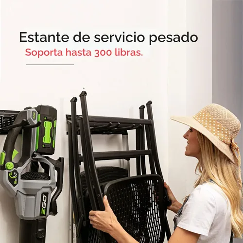 Miniatura 3 de TIDYME Organizador de herramientas de garaje para montaje en pared, 48 pulgadas, estante de almacenamiento resistente con ganchos ajustables