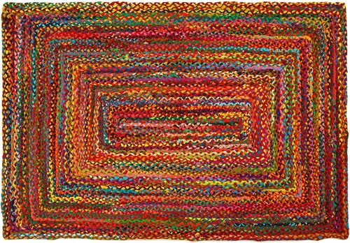 Miniatura 19 de GRUHUM Alfombra rectangular de algodón de mezcla de yute de 4 x 6 pies, tejida a mano, natural, para sala de estar, dormitorio, cocina, rústico