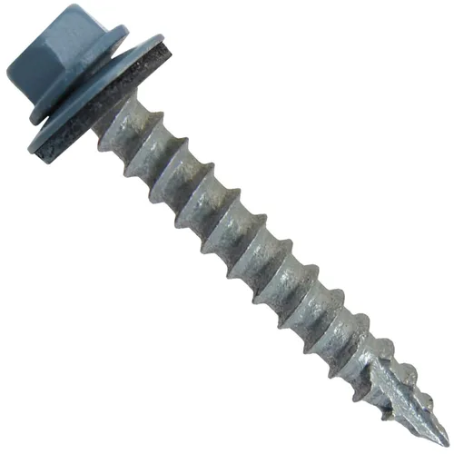 Miniatura 36 de Tornillos de metal para techos n.º 14 x 1-1/2 pulgadas, cabeza hexagonal de arandela de piel de buque Tornillo de techo de chapa metálica. Buckskin