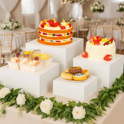Miniatura 2 de Geelin Paquete de 8 elevadores acrílicos para buffet - Cajas cúbicas decorativas de 3 a 10 pulgadas, soportes de exhibición con fondos huecos