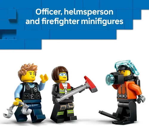 Miniatura 6 de LEGO City Helicopter, camión de bomberos y submarino Remix juguete para niños, 3 juguetes de construcción en 1 para niños y niñas, a partir de 7