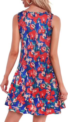 Miniatura 4 de Vestidos florales para mujer, estilo bohemio, para el verano, para la playa, plisado, sin mangas, vestidos de verano 2023, trajes de vacaciones a