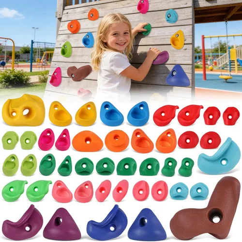 Miniatura 16 de 32 piezas de pared de escalada en roca para niños, soportes de escalada de pared de roca, kits de agarre de pared para escalada de adultos con 32