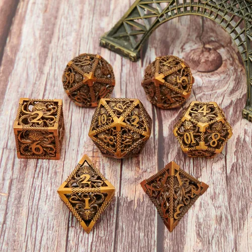 Miniatura 2 de Juego de dados de Dungeons and Dragons DND, juego de dados D y D, juego de dados de metal MTG D20, dados poliédricos huecos para juegos de rol