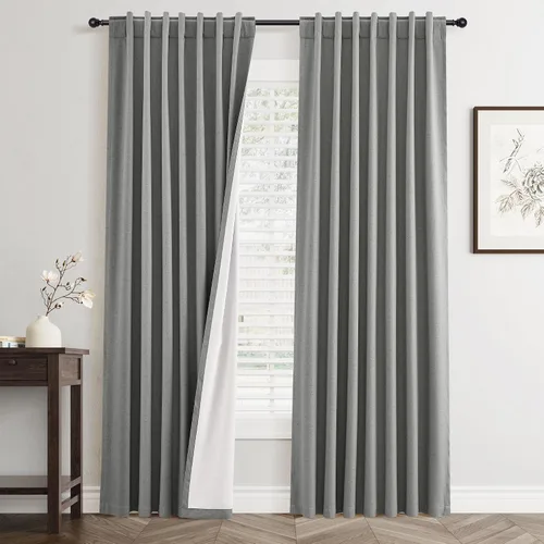 Miniatura 41 de Cortinas Opacas de Lino Beige Blanco de 84 Pulgadas de Largo, Juego de 2 Paneles para Sala de Estar y Dormitorio, Térmicas con Reducción de Ruido