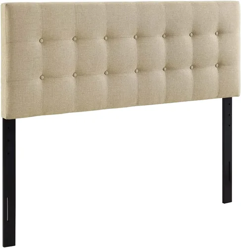 Miniatura 4 de Modway Emily Cabecera Queen Tapizada en Tela de Lino Acolchada con Botones en Beige