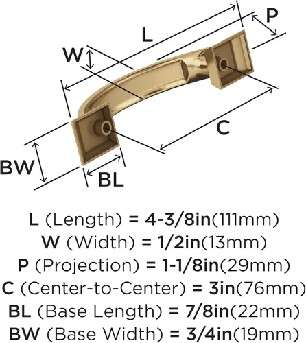 Miniatura 6 de Amerock Tirador de gabinete Bronce champán Tirador de cajón de centro a centro de 3 pulgadas (2.992 in) Candler Herrajes de cocina y baño