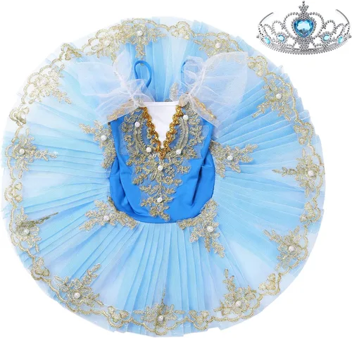 Miniatura 3 de JEATHA Camisola para niñas y niñas, leotardo con falda, vestido de ballet, cisne, lago, tutú, bailarina, disfraces para competición