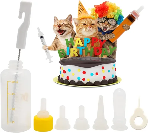 Miniatura 8 de Biberones de alimentación para cachorros y gatitos para lactancia, recién nacidos, perros, gatos, conejos, con kit de alimentador de pezones