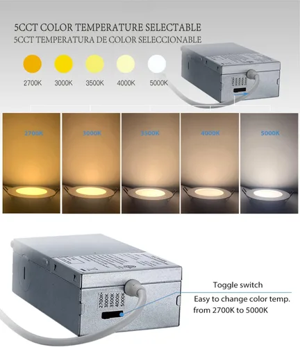 Miniatura 2 de POPANU Luz empotrable LED de 4 pulgadas, regulable, ultrafina, para techo, luz descendente, luz LED sin lata, tipo IC CCT, intercambiable, acabado