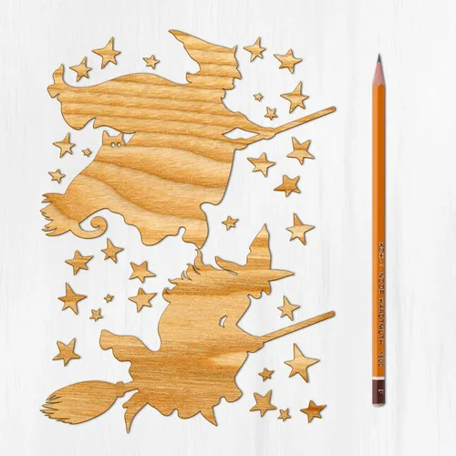 Miniatura 2 de Ajoure Fine Lasercut Embelishments # Lindas calabazas y árboles espeluznantes Halloween Vintage chapa madera contrachapada silueta para manualidades