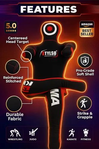 Miniatura 3 de Un-Filled Grappling Dummy Wrestling Dummy Jiu Jitsu Dummy for BJJ MMA Judo Karate Practice Adult Kids Negro