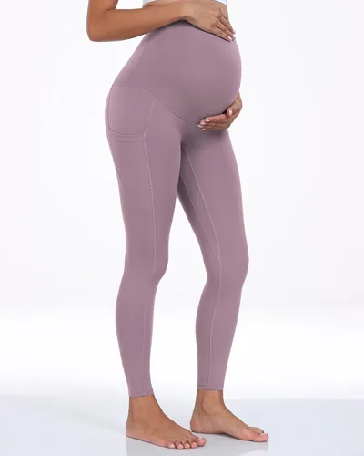 Miniatura 50 de WHOUARE Leggings de maternidad sobre el vientre con bolsillos para mujer, cintura alta, entrenamiento, pantalones de yoga