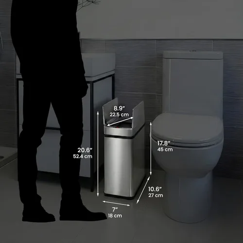 Miniatura 7 de iTouchless - Bote de basura de 15 litros / 4 galones de acero inoxidable con sensor de apertura de alas para baño, operación automática sin