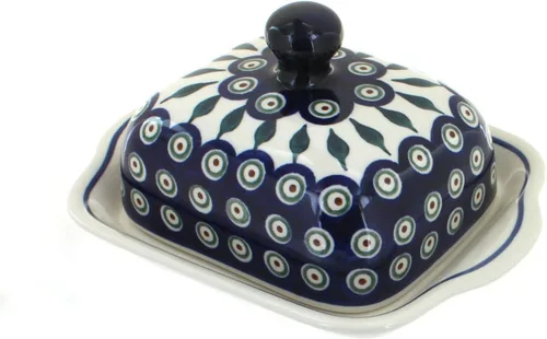 Miniatura 2 de Blue Rose Polish Pottery – Mantequillera cuadrada de tulipán azul – Se adapta a 1 barra – Mantequera para organización y almacenamiento de encimera