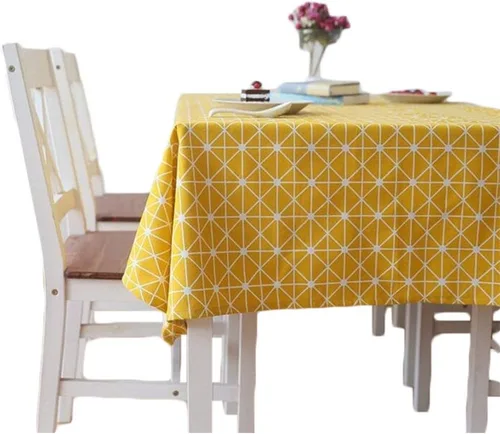 Miniatura 8 de Meioro - Mantel rectangular de algodón y lino para mesa, estilo boho amarillo, diseño nórdico de sarga, manteles sin arrugas, a cuadros a rayas