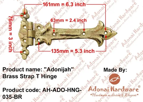 Miniatura 3 de Adonai Hardware Adonijah - Bisagra en T de correa de latón (7.9 pulgadas x 2 unidades, lacada pulida) para puertas de granero, puertas, gabinetes