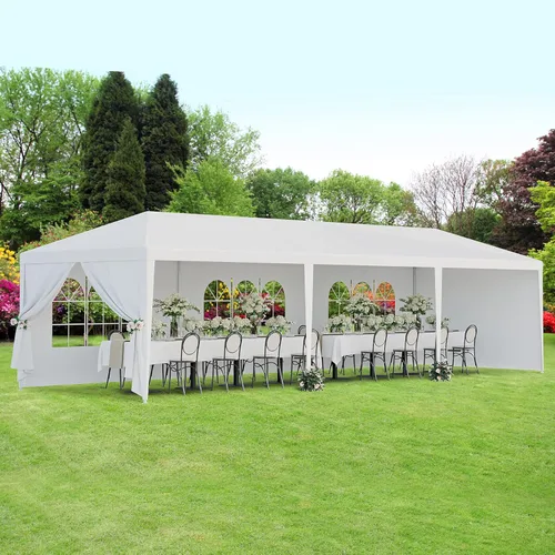 Miniatura 9 de F2C Cenador para exteriores de 10 x 20 pies, toldo blanco con paredes laterales para fiestas, bodas, tienda para eventos de catering, pabellón