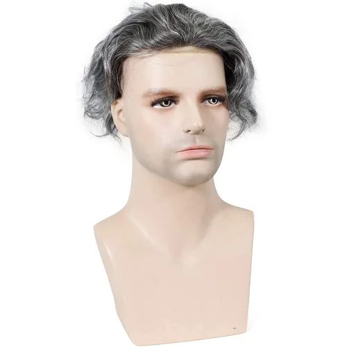 Miniatura 3 de Voloria Toupee para hombre 0.0 in piel ultra fina pu hombres postizo europeo virgen sistema de reemplazo de cabello humano piezas 10x8inch 1B