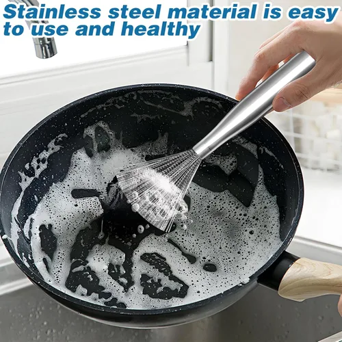 Miniatura 4 de 2 cepillos para ollas de acero inoxidable 304, herramientas de limpieza de metales fáciles de limpiar, adecuados para eliminar manchas de cocina
