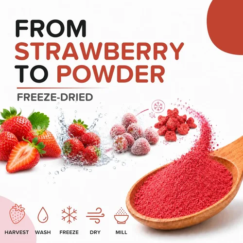 Miniatura 8 de Polvo de fresa liofilizado orgánico de fresas orgánicas liofilizadas – Rico en fibra, para batidos, hornear y colorante natural de alimentos rosa