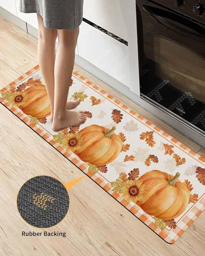 Miniatura 4 de Tapete de baño de calabaza a cuadros para bañera, antideslizante, de secado rápido y absorbente, de tierra de diatomeas, fregadero de cocina